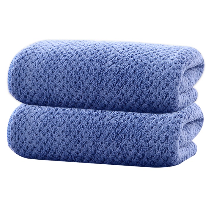 Set 2 prosoape de baie, Catifea, 70x140cm, Albastru