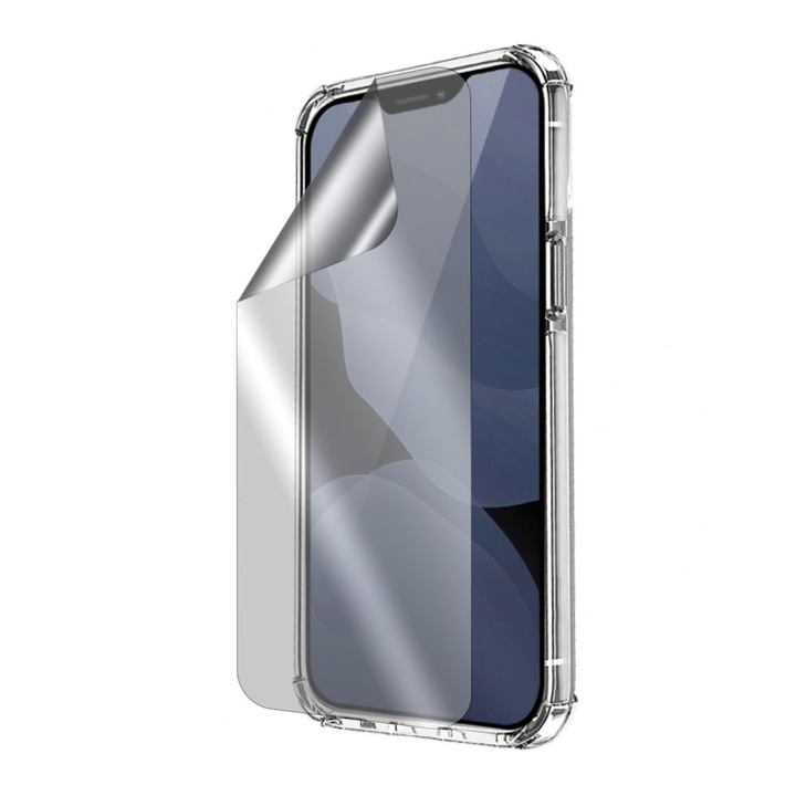 Set Folie Hydrogel Regenerabil si Husa Anti-soc Transparenta pentru Samsung Galaxy A55 5G, Auto-regenerabila, Shock Absorbing, Protectie indelungata, Clear Vision, Acoperire Integrala fata-spate, Transparenta
