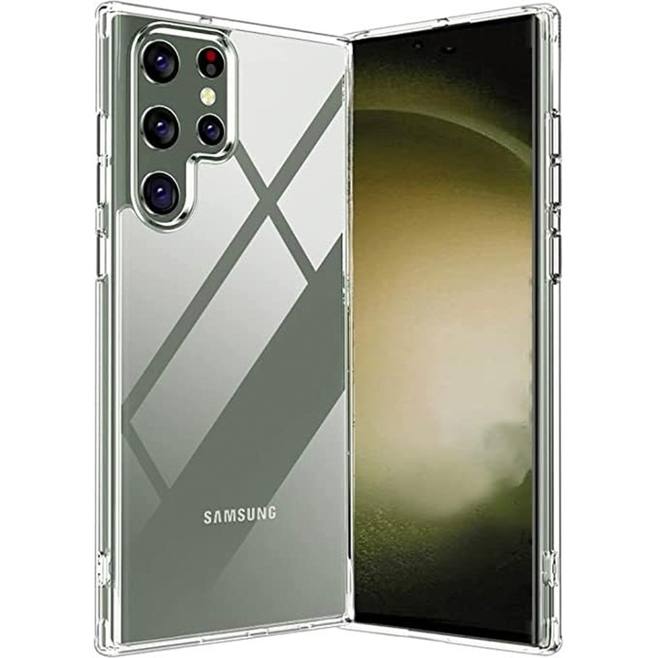 Защитен калъф, съвместим със Samsung Galaxy S24 Ultra, Ultra Slim, Силиконов, Прозрачен