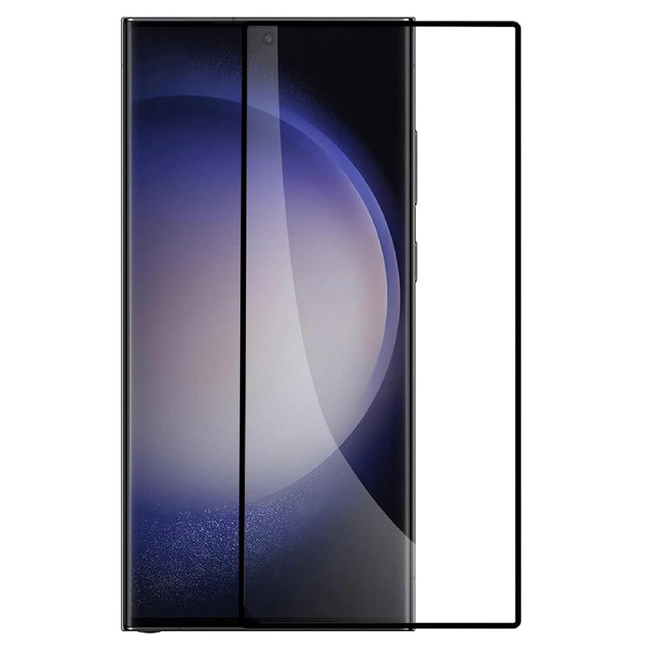 Üvegfólia Samsung Galaxy S24 Ultra, Komando Kombat Protect, Ultra vékony, nagy felbontású, sima felület, teljes ragasztó, teljes burkolat, fekete