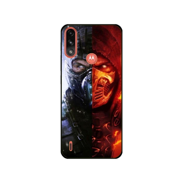 Husa personalizata HQPrint si Folie de Silicon pentru Motorola Moto E7 Power, model Mortal Kombat, multicolor, S1D1M0130