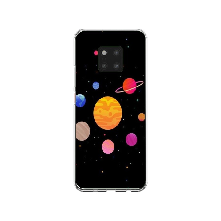 Персонализиран калъф за плуване и силиконово фолио за Huawei Mate 20 Pro, модел Colorful Galaxy, многоцветен, S1D1M0283