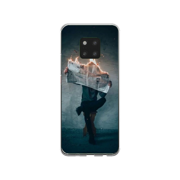 Персонализиран калъф Swim Case за Huawei Mate 20, модел Burn the News, многоцветен, S1D1M0345