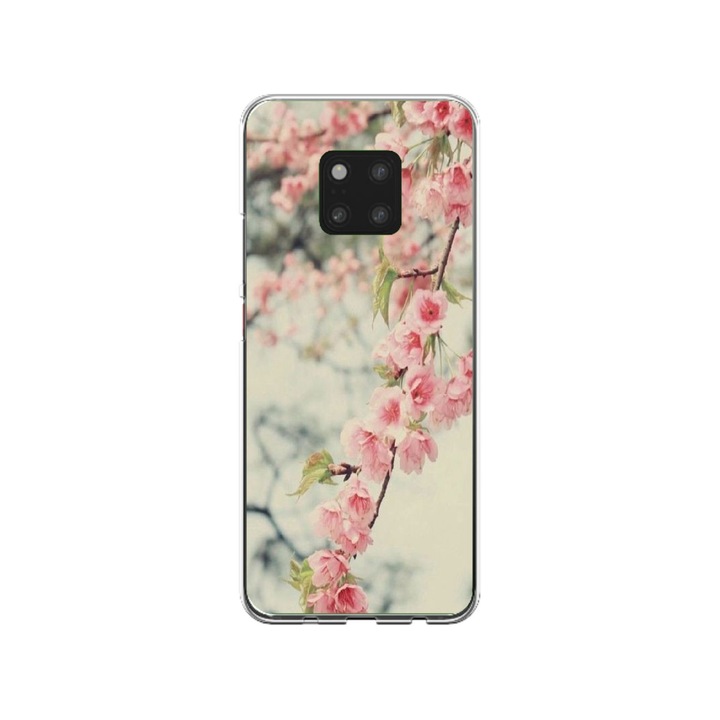 Husa personalizata HQPrint si Folie de Silicon pentru Huawei Mate 20, model Flowers #18, multicolor, S1D1M0245