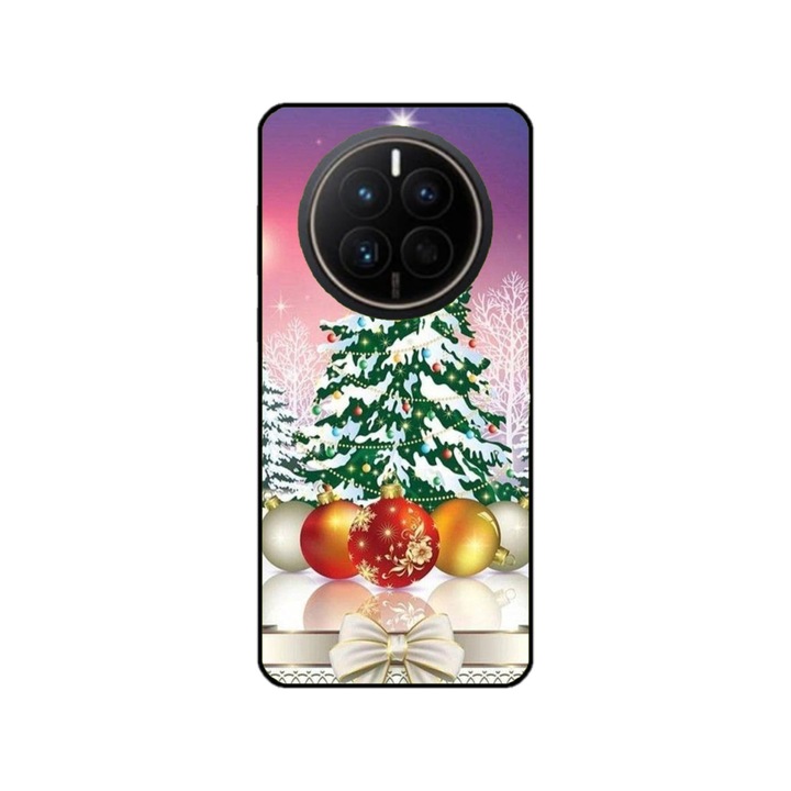 Husa personalizata HQPrint si Folie de Silicon pentru Huawei Mate 50, model Christmas Tree #1, multicolor, S1D1M0057