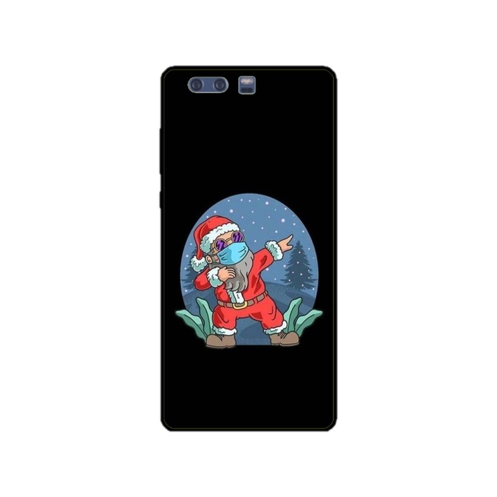 Husa personalizata HQPrint si Folie de Silicon pentru Huawei P10, model Covid Santa, multicolor, S1D1M0055