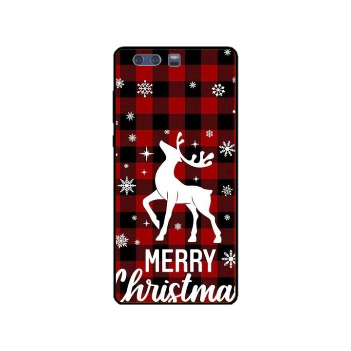 Персонализиран калъф за плуване и силиконово фолио за Huawei P10 Plus, модел Merry Christmas Reindeer #2, многоцветен, S1D1M0050