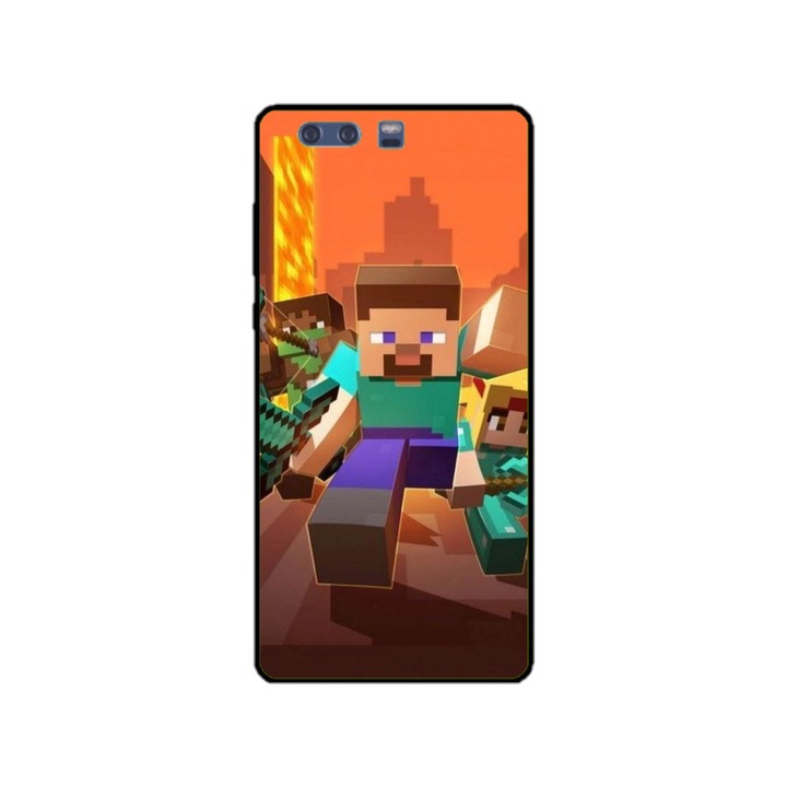 Husa personalizata HQPrint si Folie de Silicon pentru Huawei P10, model Minecraft #1, multicolor, S1D1M0125