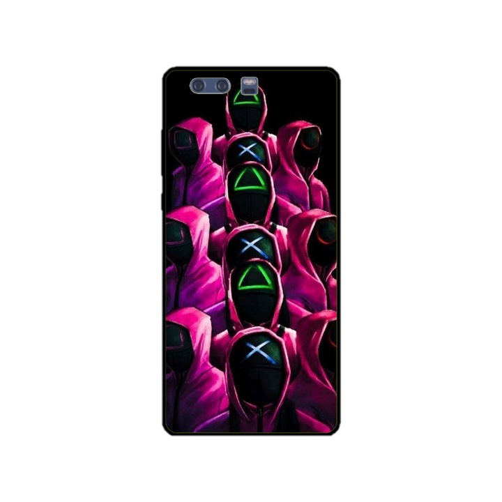 Husa personalizata HQPrint si Folie de Silicon pentru Huawei P10, model Squid Game #8, multicolor, S1D1M0180