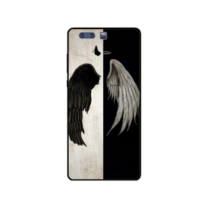 Husa personalizata HQPrint si Folie de Silicon pentru Huawei P10 Plus, model Angel Wings, multicolor, S1D1M0004