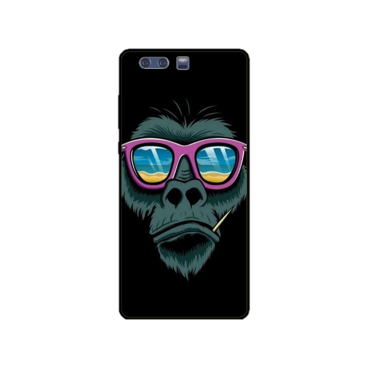 Husa personalizata HQPrint si Folie de Silicon pentru Huawei P10, model Gorilla, multicolor, S1D1M0288