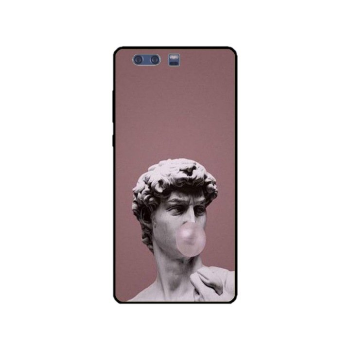 Husa personalizata HQPrint si Folie de Silicon pentru Huawei P10, model Bubble Gum Statue, multicolor, S1D1M0317