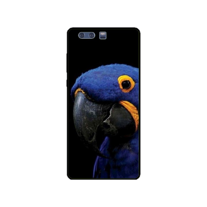 Husa personalizata HQPrint si Folie de Silicon pentru Huawei P10, model Blue Parrot, multicolor, S1D1M0145