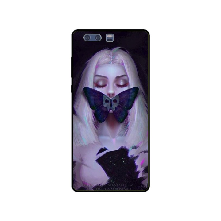 Husa personalizata HQPrint si Folie de Silicon pentru Huawei P10, model Butterfly Mouth #1, multicolor, S1D1M0351