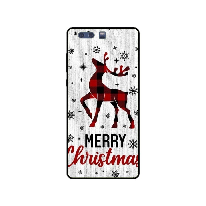 Husa personalizata HQPrint si Folie de Silicon pentru Huawei P10, model Merry Christmas Reindeer #1, multicolor, S1D1M0049