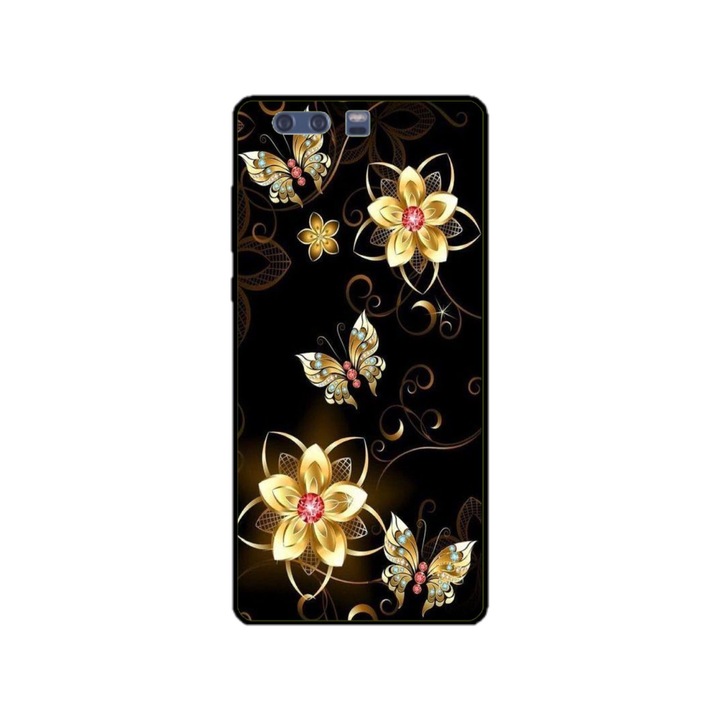 Husa personalizata HQPrint si Folie de Silicon pentru Huawei P10 Plus, model Butterfly #5, multicolor, S1D1M0042