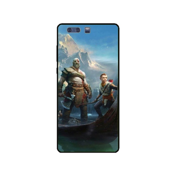 Husa personalizata HQPrint si Folie de Silicon pentru Huawei P10, model God of War #1, multicolor, S1D1M0008