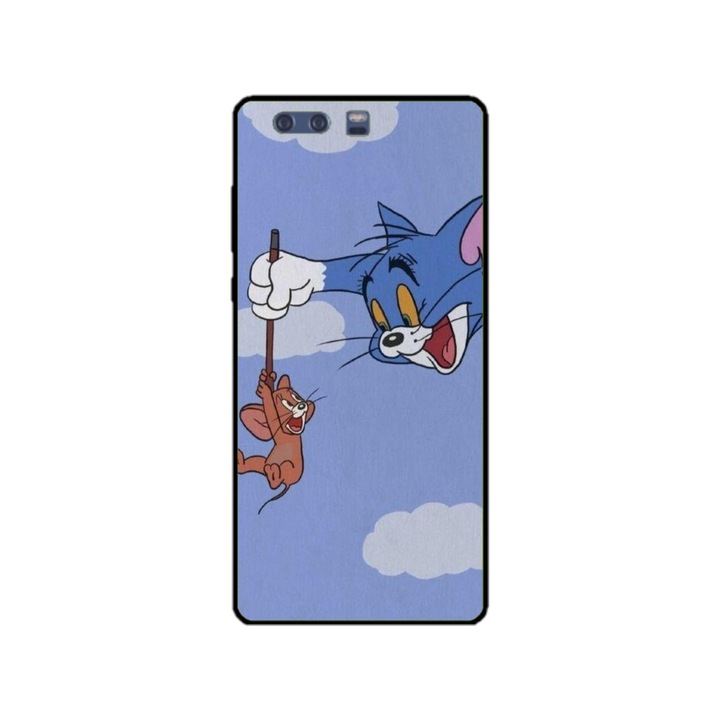 Husa personalizata HQPrint si Folie de Silicon pentru Huawei P10 Plus, model Tom and Jerry #1, multicolor, S1D1M0203