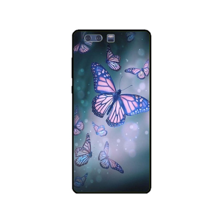 Husa personalizata HQPrint si Folie de Silicon pentru Huawei P10, model Butterfly #1, multicolor, S1D1M0028