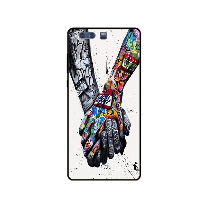 Husa personalizata HQPrint si Folie de Silicon pentru Huawei P10, model Abstract Holding, multicolor, S1D1M0271