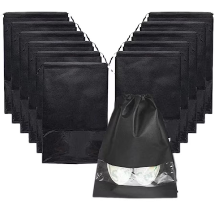 Set 12 genti pentru pantofi de voiaj, Negru