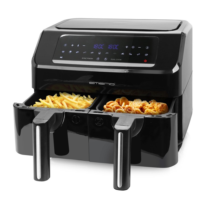 Airfryer dublu, Emerio, 3.6 l, Negru