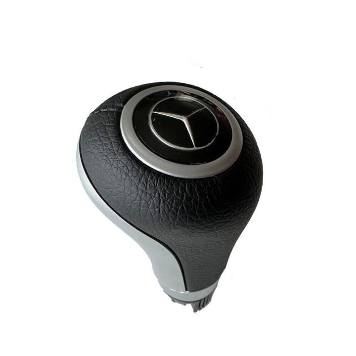 Топка за скоростен лост PBauto, За Mercedes C E CLK W203 W204 W209 W207 W212, Кожа, Автоматик, Черен