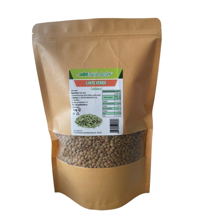 Linte verde 500gr – 100% naturala, bogata in proteine – ambalaj SmartZip resigilabil