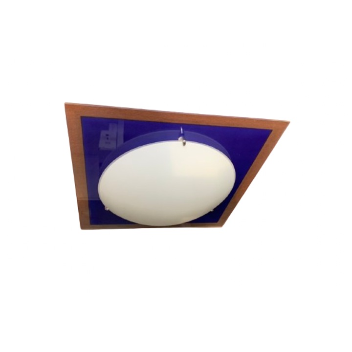 Плафон NU 9-372/40 DECOR R7S 118mm 1x100W квадратна синя стъклена рамка и кръгъл бял абажур ORION