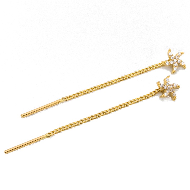 Cercei Stea de Mare cu Lant Aur 14K