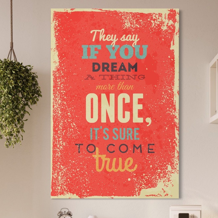 Премиум картина върху платно, LuxCanva® B1126, Сбъднати мечти, 100 X 145 CM, 100% памучно платно 400g/m2, дървена рамка, Цветове, Мечти, Сбъдване, Хол, Желания, Мотивация, Офис, Ярки цветове