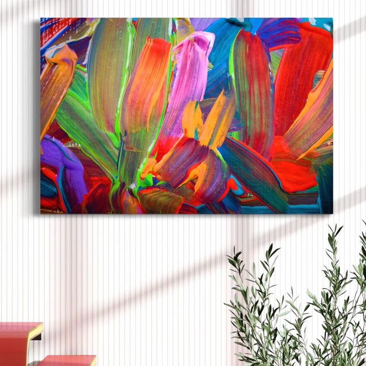 Tablou Canvas Premium, LuxCanva® C1057, Abstract, 80 X 120 CM, Panza Bumbac 100% 400g/m2, Sasiu Lemn, Abstract, Camera Copilului, Living Room, Relaxare, Culori Vibrante