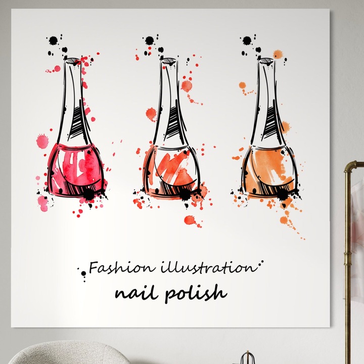 Премиум Канава, LuxCanva® B1130, Перфектен Лак, 75 X 75 CM, 100% Памучно Платно 400гр/м2, Дървена Рамка, Маникюр, Салон за Красота, Педикюр, Естетика, Нокти, Червено, Живи Цветове