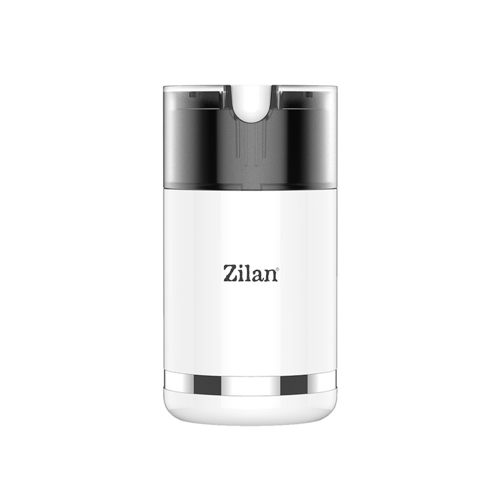 Електрическа мелничка за кафе Zilan ZLN9281, стоманени остриета, пластмасов корпус, Бяла