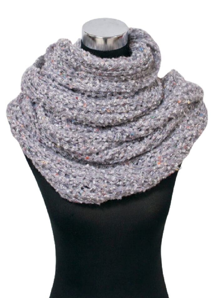 Fular circular tricotat, mohair, gri - eMAG.ro