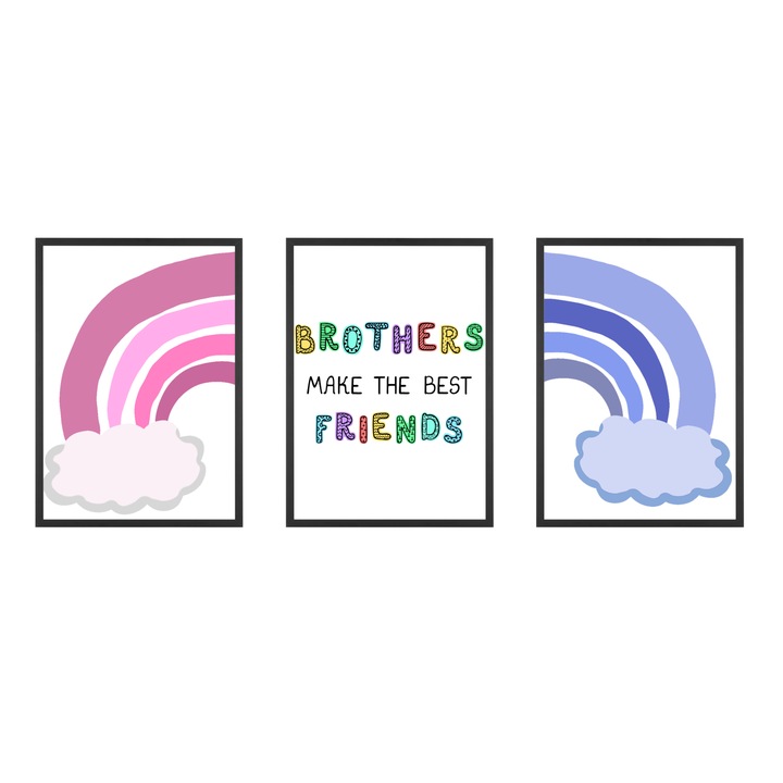 Set 3 tablouri camera copilului, rama 32X23cm, sticla plexiglas securizata