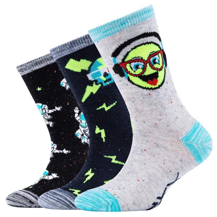 Чорапи, Skechers 3PPK Boys Casual Space и чорапи Smileys SK41060-5801, многоцветни, 23-26