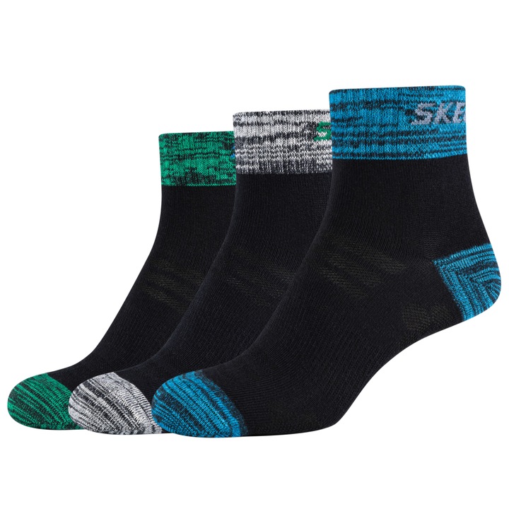Чорапи, Skechers 3PPK Boys Mesh Ventilation Quarter Socks SK42025, Многоцветен