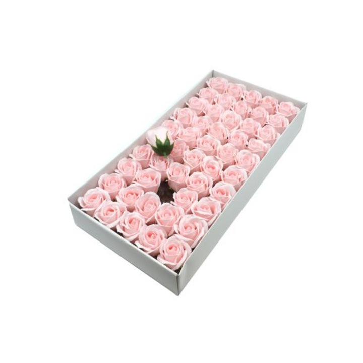Set 50 trandafiri sapun parfumati, calitate Premium Roz