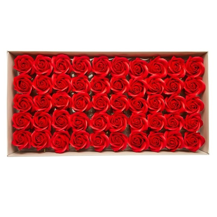 Set 50 trandafiri sapun parfumati, calitate Premium Rosu