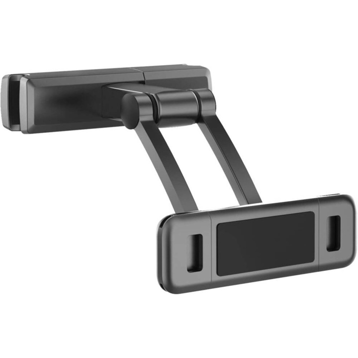 Suport auto pentru tableta sau telefon cu montare pe tetiera, Zola®, reglabil, plastic, negru