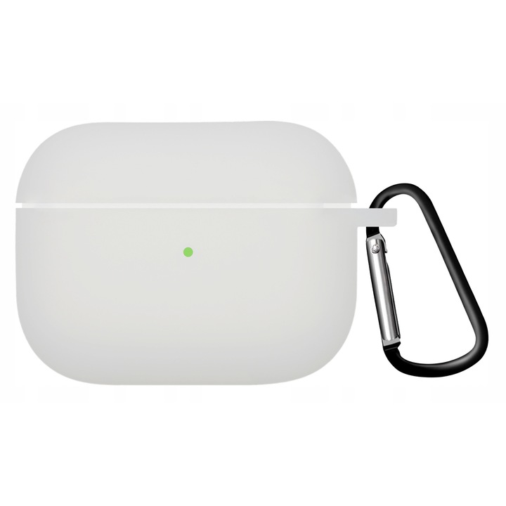 Husa pentru casti cu carabina, 4TechGoods, Compatibil cu Apple Airpods Pro, Silicon, LED, Alb
