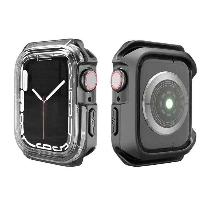 Védőtok Apple Watch SE/4/5/6/7/8/9 41mm, 4TechGoods, szilikon, fekete