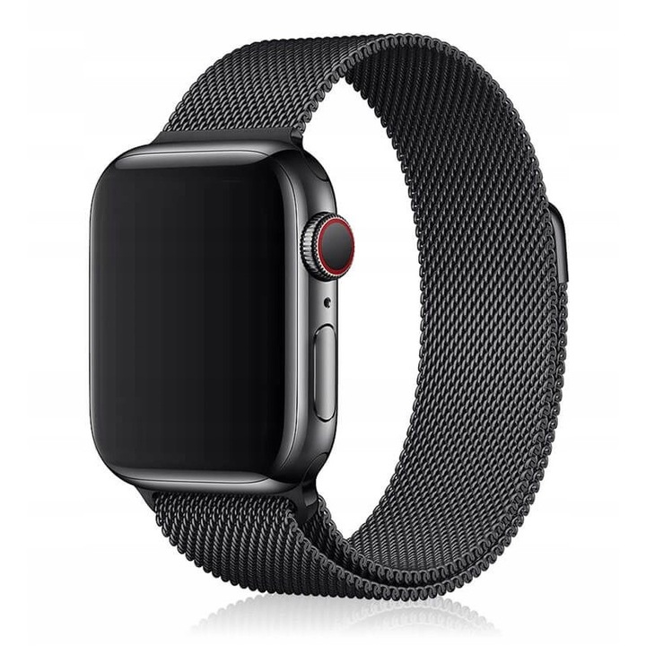 Szíj, 4TechGoods, Apple Watch SE-hez 9 8 7 6 5 4 3 45 44, acél, fekete