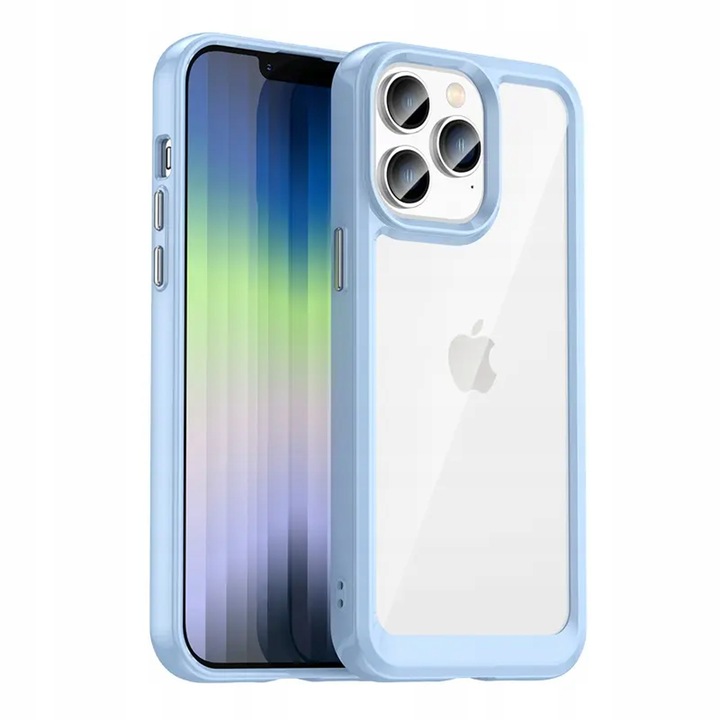 Telefontok, 4TechGoods, iPhone 14 Pro-val kompatibilis, polikarbonát, kék/átlátszó
