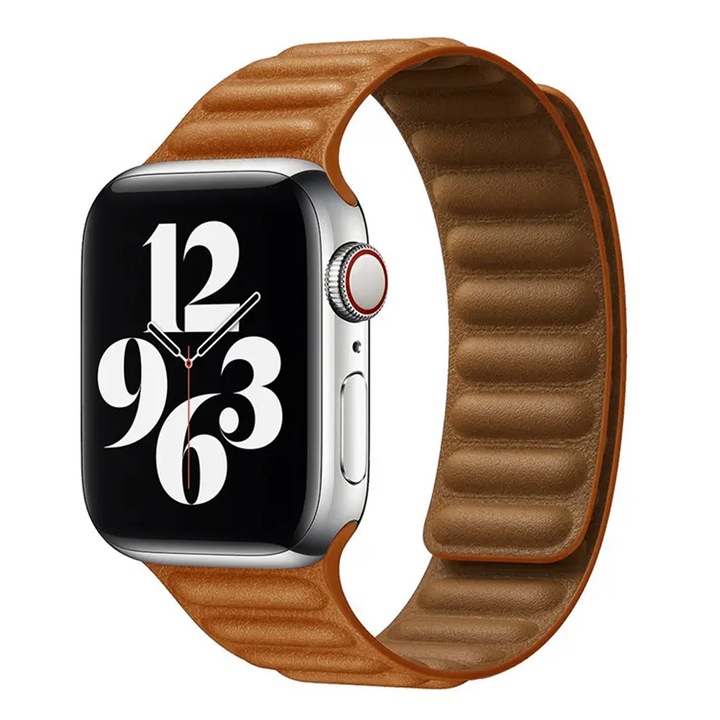 Szíj Apple Watch-hoz, 4TechGoods, Eco bőr, 38 mm, barna