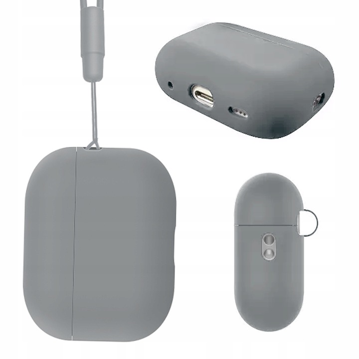 Калъф, съвместим с Airpods Pro 2, 4TechGoods, Silicon, Gray