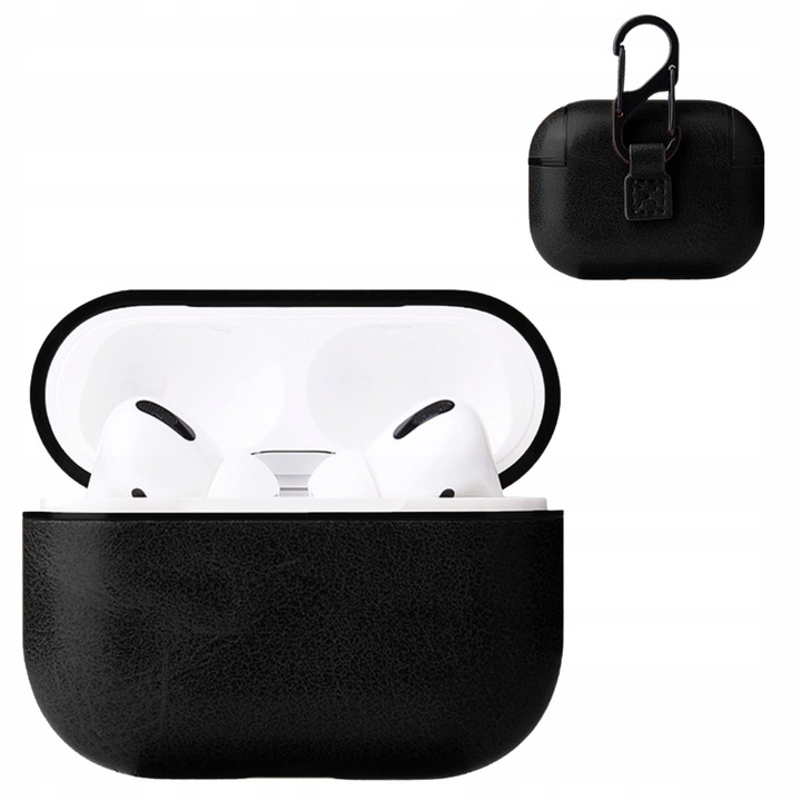 Калъф за Airpods Pro, 4TechGoods, кожен, черен