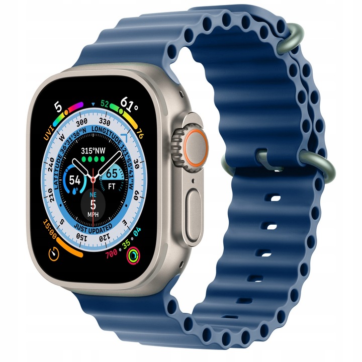 Szíj, Apple Watchhoz, 4TechGoods, szilikon, 42 mm, kék