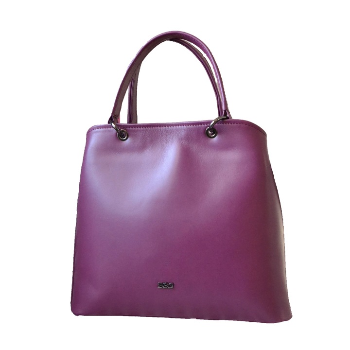 Női táska, Zea, Iroda, Lila Magenta Természetes Bőr, Kézzel készített, Cipzáros, 21x30x12